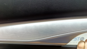 Door trim, front left Infiniti QX50 19-22, black with black leather insert, black leather armrest, BOSE, with backlight, silver molding, with buttons, scratches, nicks
