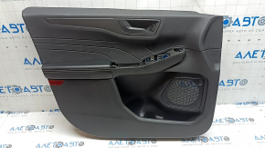 Door trim, front left, Ford Escape MK4 23-26, black, armrest, black leather, dark gray insert, with black handle, scratches, worn