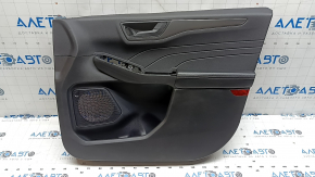 Door trim, front right card, Ford Escape MK4 23-26, black, armrest, leather, dark gray insert, with black handle, scratches, abrasions