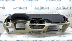 Torpedo front panel with AIRBAG BMW X3 G01 18-21 leather, black and beige OYSTER, without projection, dents