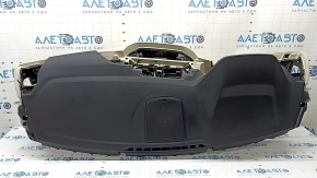 Torpedo front panel with AIRBAG BMW X3 G01 18-21 leather, black and beige OYSTER, without projection, dents