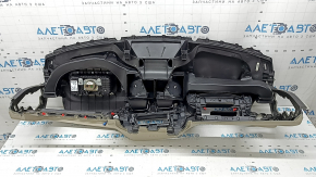 Torpedo front panel with AIRBAG BMW X3 G01 18-21 leather, black and beige OYSTER, without projection, dents