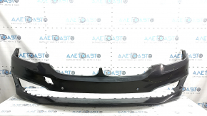Bare front bumper BMW 5 G30 17-20 for parking sensors and PMA, without towing hook plug, graphite, scratches