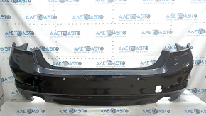 Bare rear bumper BMW 5 G30 17-20 for parking sensors and PMA, without towing hook plug, graphite, scratches, pressed, scuffed, cracked mount