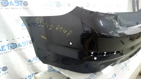 Bare rear bumper BMW 5 G30 17-20 for parking sensors and PMA, without towing hook plug, graphite, scratches, pressed, scuffed, cracked mount