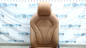 Driver's seat BMW 5 G30 17-20 with airbag, electric, Dakota leather, light brown lcro cognac, Sport, with headrest, worn, scratches