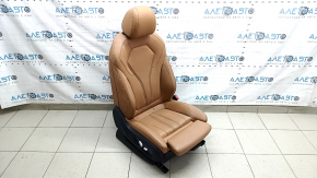 Passenger seat BMW 5 G30 17-20 with airbag, electric, Dakota leather, light brown lcro cognac, Sport, with headrest, dry-cleanable