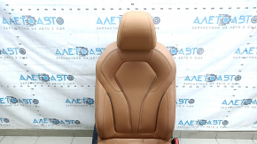 Passenger seat BMW 5 G30 17-20 with airbag, electric, Dakota leather, light brown lcro cognac, Sport, with headrest, dry-cleanable