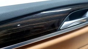 Door trim, rear left card, BMW 5 G30 17-22, brown leather, armrest and insert, brown leather, glossy wood molding, with backlight, with handle, scratches
