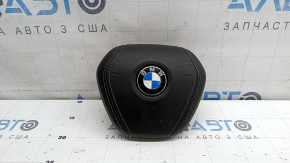 Airbag in the driver's steering wheel BMW 5 G30 17-23 black, leather, scratches on the emblem, dry cleanable