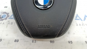 Airbag in the driver's steering wheel BMW 5 G30 17-23 black, leather, scratches on the emblem, dry cleanable