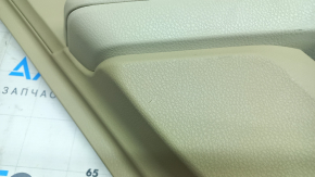 Door trim, rear left card, Toyota Camry v70 18-23, beige with gray plastic insert, gray rubber armrest, chrome molding, scuffs, scratches
