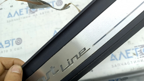 Outer front left door sill trim BMW 5 G30 17-20 Sport Line, with illumination, scratches, worn chrome