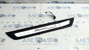 Outer door sill trim, front right, BMW 5 G30 17-20 Sport Line, with backlight, trim came off, dent, bump