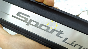 Outer door sill trim, front right, BMW 5 G30 17-20 Sport Line, with backlight, trim came off, dent, bump