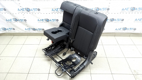 Backrest of the rear row of seats, 2nd row, left, VW Tiguan 22-24, black leather, white stitching, perforation, with belt and armrest, with frame