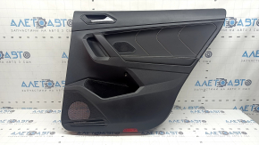 Door trim, rear right card, VW Tiguan 22-24, black, armrest, black leather, white stitching, insert, black leather with white stitching, with handle, scratches