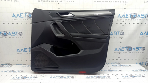 Door trim, front right card, VW Tiguan 22-24, black, armrest, leather, black, white stitching, leather insert, black, with white stitching, gray molding, with a tweeter, with a handle, scratches