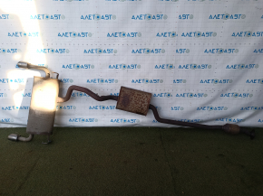 Exhaust pipe assembly with barrel for Ford Escape MK3 13-19 with chrome tips, with catalytic converter, rusty