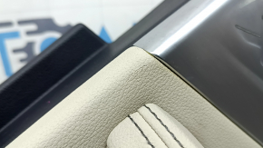 Door trim, rear right card, BMW X3 G01 18-24, black, insert and armrest, beige leather OYSTER, molding under the wood, dark oak Perlglanz Chrome, with a handle, in need of cleaning, tears, corrosion of the mesh