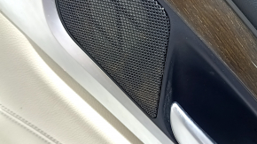 Door trim, rear right card, BMW X3 G01 18-24, black, insert and armrest, beige leather OYSTER, molding under the wood, dark oak Perlglanz Chrome, with a handle, in need of cleaning, tears, corrosion of the mesh
