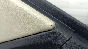 Door trim, rear left card, BMW X3 G01 18-24, black, insert and armrest, beige leather OYSTER, molding under the wood, dark oak Perlglanz Chrome, with a handle, without a handle cover, in need of cleaning, bump, scratches