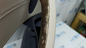 Door trim, front left card, BMW X3 G01 18-21, black, insert and armrest, beige leather OYSTER, molding under the wood, dark oak Perlglanz Chrome, with a handle, under memory, cracked handle, scratches, air under the varnish