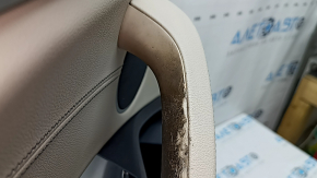 Door trim, front left card, BMW X3 G01 18-21, black, insert and armrest, beige leather OYSTER, molding under the wood, dark oak Perlglanz Chrome, with a handle, under memory, cracked handle, scratches, air under the varnish