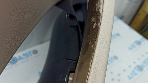 Door trim, front left card, BMW X3 G01 18-21, black, insert and armrest, beige leather OYSTER, molding under the wood, dark oak Perlglanz Chrome, with a handle, under memory, cracked handle, scratches, air under the varnish
