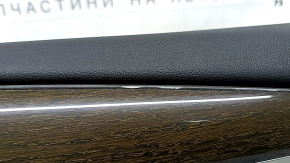Door trim, front right card, BMW X3 G01 18-21, black, insert and armrest, beige leather OYSTER, molding under the wood, dark oak Perlglanz Chrome, with a handle, without an armrest handle, scratches, corrosion of the mesh