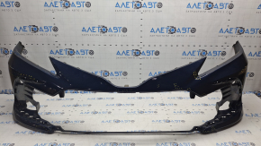 Front bare bumper Toyota Camry v70 21-24 LE/XLE without parking sensors, blue 221, worn, bumps, scratches, sand
