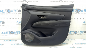 Door trim, front right card, Hyundai Tucson 25-26, black, BOSE, black fabric insert, black leather armrest, glossy window lifter trim, for backlighting