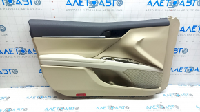 Door trim, front left card, Toyota Camry v70 18-23, beige with gray plastic insert, rubber armrest, chrome molding, scuffs, scratches