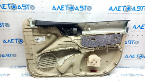 Door trim, front left card, Toyota Camry v70 18-23, beige with gray plastic insert, rubber armrest, chrome molding, scuffs, scratches