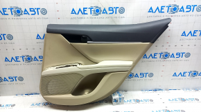 Door trim, rear right card, Toyota Camry v70 18-23, beige with gray plastic insert, gray rubber armrest, chrome molding, scuffs