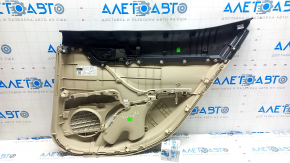 Door trim, rear left card, Toyota Camry v70 18-23, beige with gray plastic insert, gray rubber armrest, chrome molding, scuffs, scratches