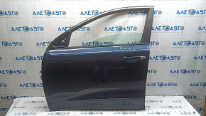 Front left door assembly Kia Niro 17-22 keyless, blue B4U, upper chrome molding, bumper, scratches, chips, scratches on chrome, worn trim