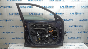 Front left door assembly Kia Niro 17-22 keyless, blue B4U, upper chrome molding, bumper, scratches, chips, scratches on chrome, worn trim