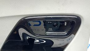 Door trim card rear left Kia Niro 17-22 HEV, PHEV light gray, blue stitching, black glossy insert, leather armrest, without handle and control, scratches, for dry cleaning