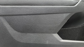 Door trim, front left card, VW Tiguan 22-24, black, leather armrest, black, white stitching, leather insert, black, with white stitching, gray molding, with a squeaker, with a handle and a button, scratches