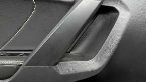 Door trim, front left card, VW Tiguan 22-24, black, leather armrest, black, white stitching, leather insert, black, with white stitching, gray molding, with a squeaker, with a handle and a button, scratches