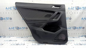 Door trim, rear left card, VW Tiguan 22-24, black, armrest, black leather, white stitching, insert, black leather with white stitching, with handle, without lampshade, scratches, broken fasteners