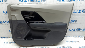 Front right door trim card Kia Niro 17-22 black with gray Harman Kardon, black glossy insert, leather armrest, without handle and control, scratches, scuffs, cuts