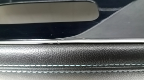 Front right door trim card Kia Niro 17-22 black with gray Harman Kardon, black glossy insert, leather armrest, without handle and control, scratches, scuffs, cuts