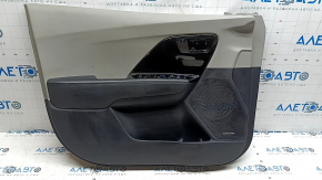 Front left door trim card Kia Niro 17-22 black with gray Harman Kardon, black glossy insert, for seat memory, leather armrest, without handle and control, scratches, needs cleaning