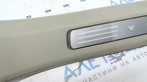 Front left inner door sill plate for Volvo XC90 16-25, grey with chrome insert and backlight, scratches, dry cleanable