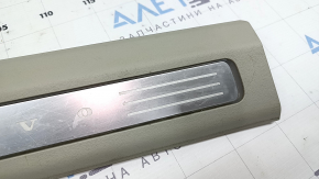 Front left inner door sill plate for Volvo XC90 16-25, grey with chrome insert and backlight, scratches, dry cleanable