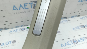 Front right inner door sill plate for Volvo XC90 16-25, grey with chrome insert and backlight, scratches, dry cleanable, water contact
