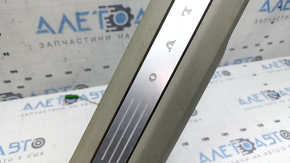 Front right inner door sill plate for Volvo XC90 16-25, grey with chrome insert and backlight, scratches, dry cleanable, water contact