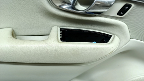 Door trim, front left card, Volvo XC90 16-20, gray, gray leather insert, gray leather armrest, with handle, wood insert with chrome molding, with buttons for controlling the central lock and seat memory, dry-cleanable